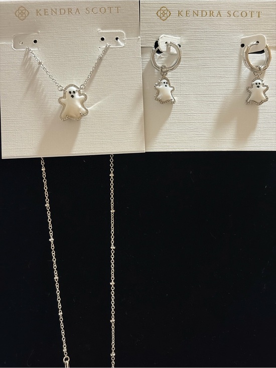 Kendra Scott Jewelry - Kendra Scott Silver Ghost Charm Necklace and Hoop Earrings - Silver